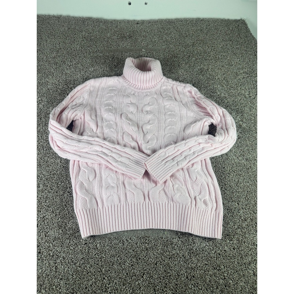 Croft & Barrow Sweater Womens Light Pink Cotton Blend Cable Knit Turtleneck - XL